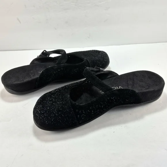 Vionic Lidia Suede Mary Jane Clog Mules Black Woman's 8 Ortho Comfort Boho Chic - Picture 3 of 13